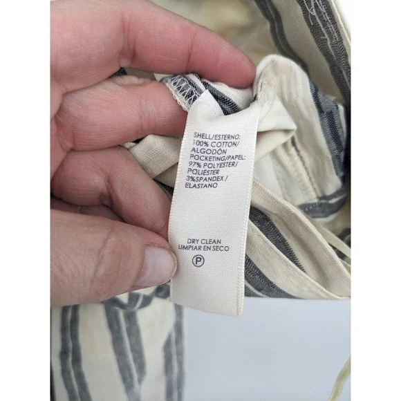 Rebecca Minkoff Wide Leg Pants Women 4 Cream Striped Belted Cotton Resort Office - Picture 8 of 12